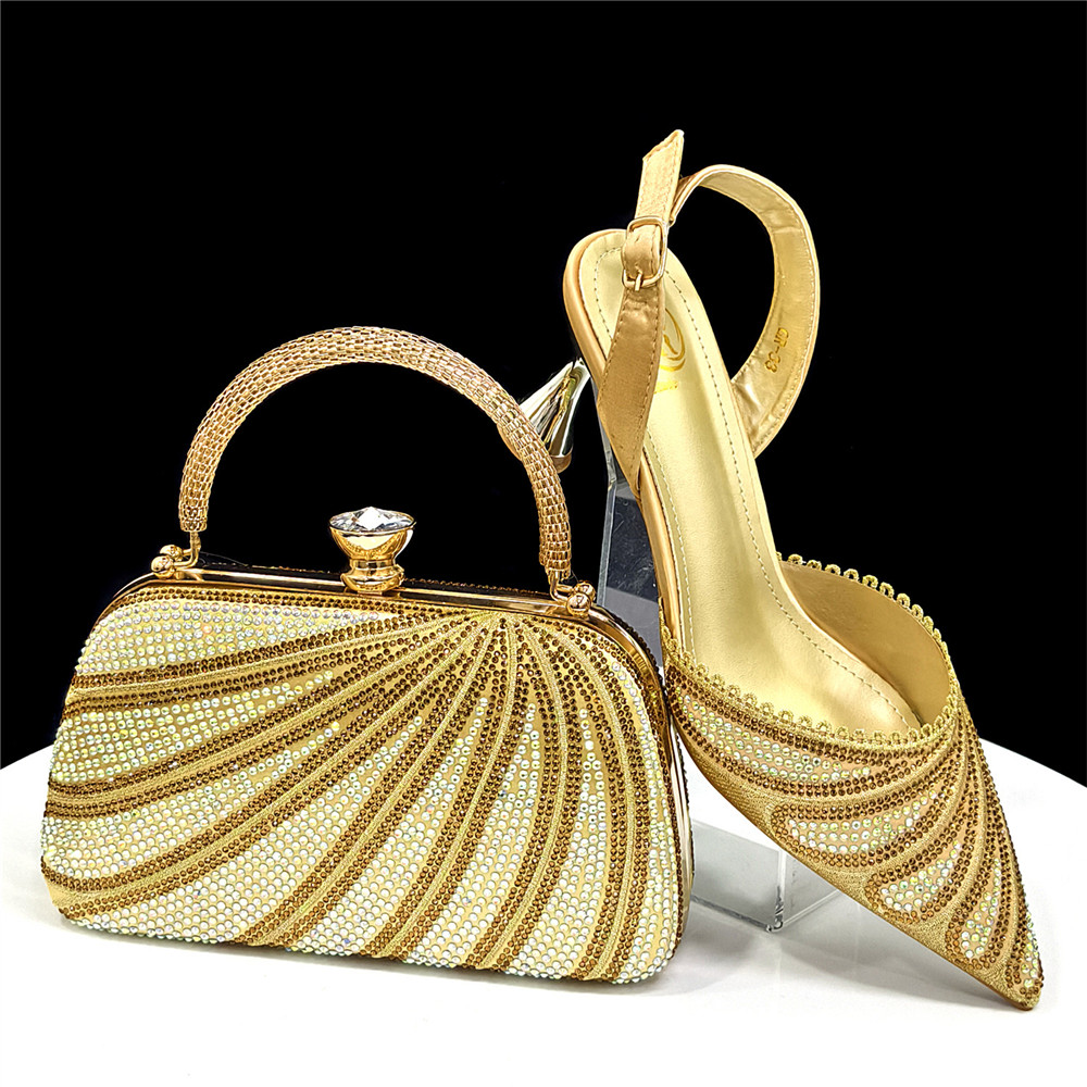 Luxury Bags Gr - Luxury Golden Color Rhinestone Party Shoes