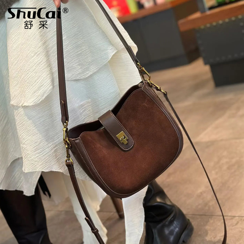 Luxury Bags News - Genuine Grade Suede Leather Women‘s Shoulder
