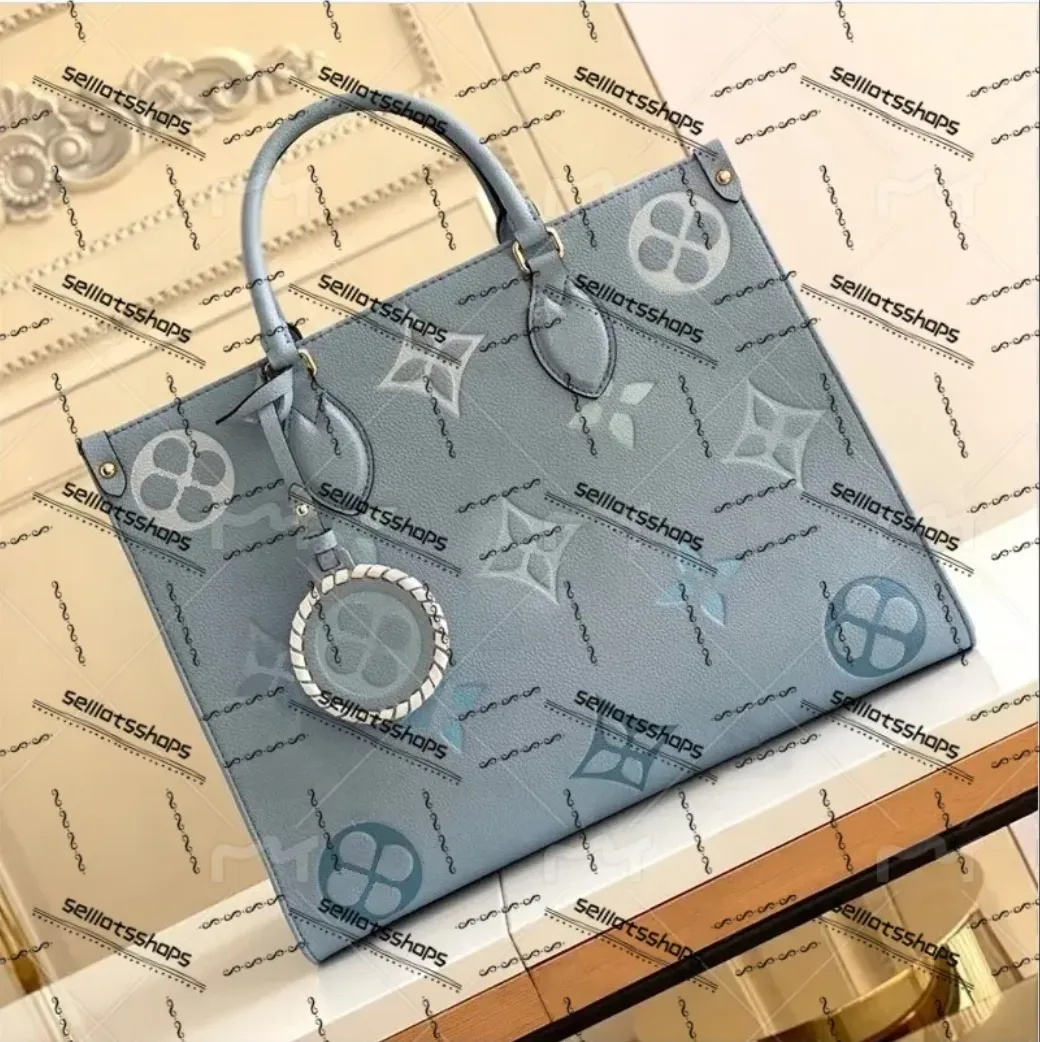 Tote Bag Leather Monogram - Designer ONTHEGO Women Bag Embossing Black