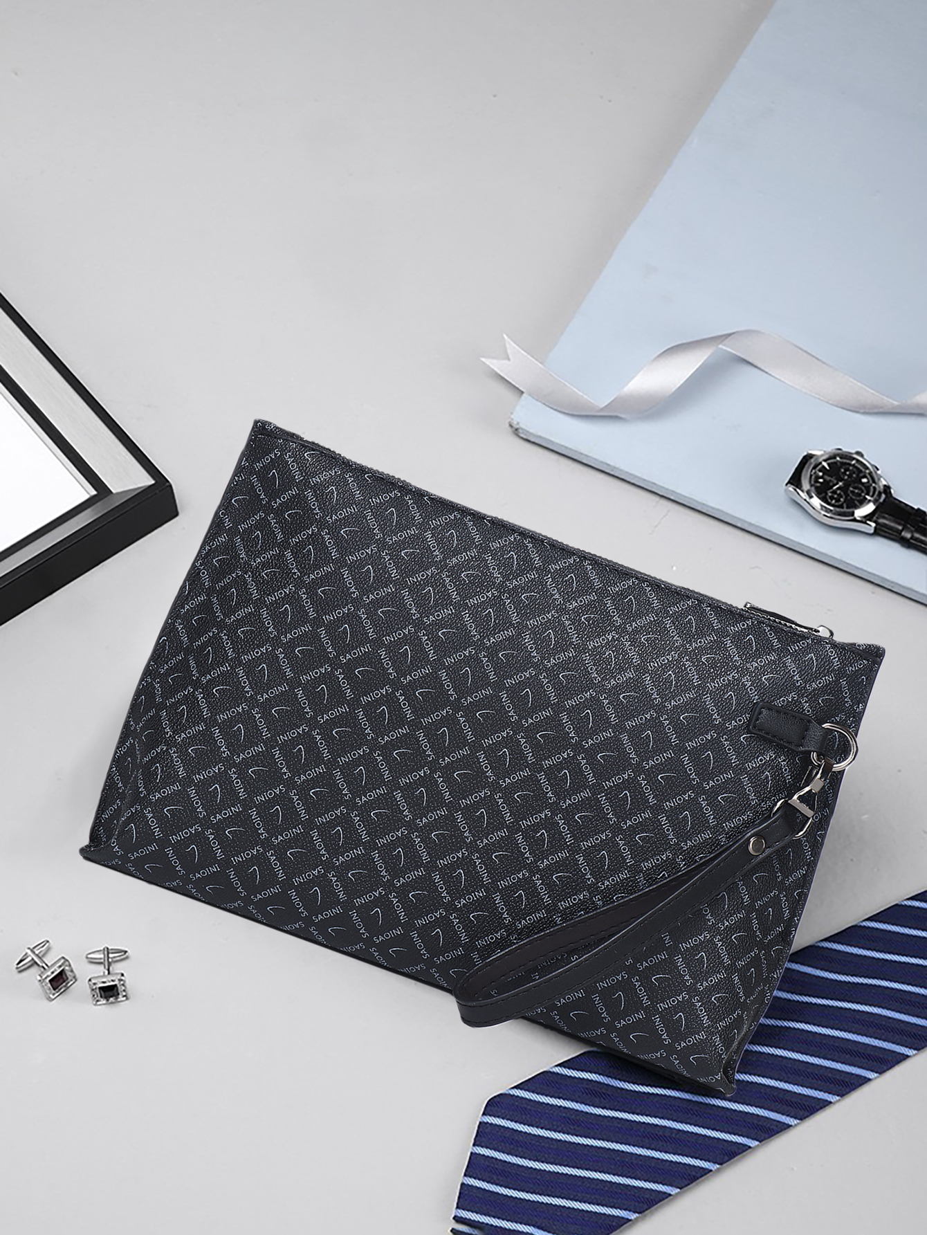 Men's Monogram Clutch Bag - Bl - Tote Bag Leather Monogram ulasan dan harga