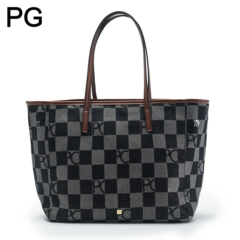 PG Checkerboard Monogram Tote  - Tote Bag Leather Monogram ulasan dan harga